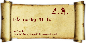 Lánczky Milla névjegykártya